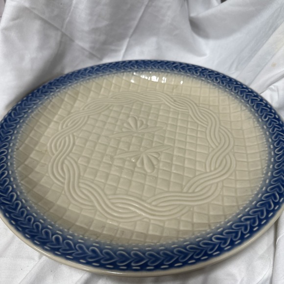 LONGABERGER POTTERY 13.5" AMERICAN CRAFT ORIGINALS PLATTER Blue Hearts - Picture 1 of 7